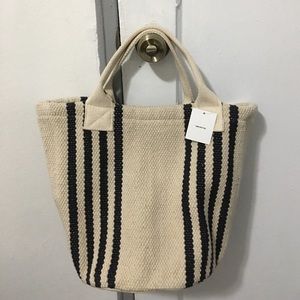 Yarn dye stripe mini tote bag